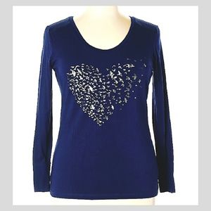 a.n.a Butterfly‎ Long Sleeve Blue Top